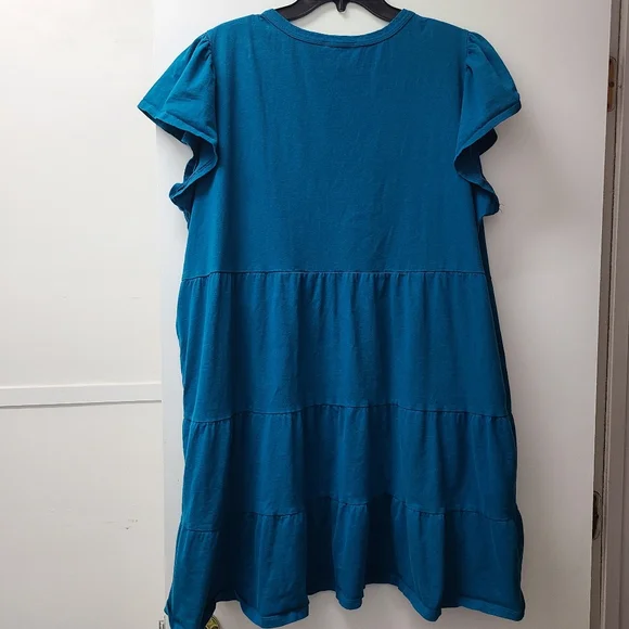 Time and Tru Blue tiered knit dress with pockets xxxl (22) - Picture 2 of 2